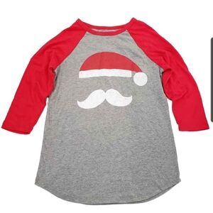 Red and Gray Santa Graphic Raglan Shirt